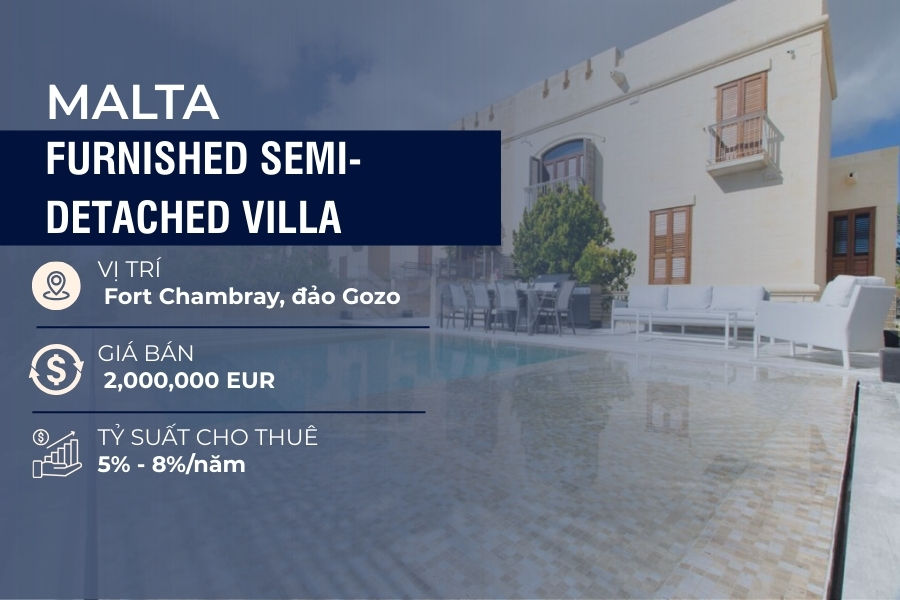 FORT CHAMBRAY, GOZO, FURNISHED SEMI-DETACHED VILLA